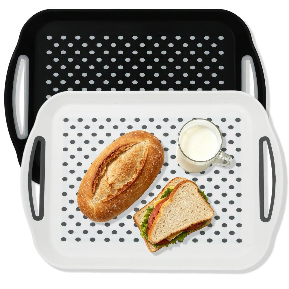 Rectangular Serving Tray Non Slip Handles Non Slip Plastic Food Tray for Coffee  Breakfast Serving