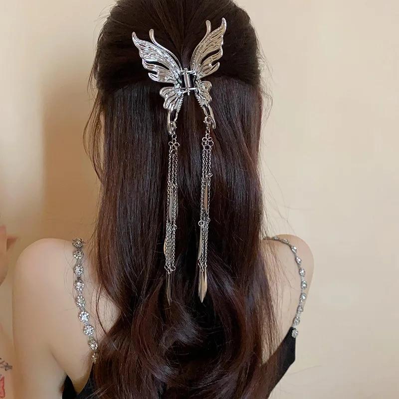 Exquisite Metal Butterfly Hair Claw Fashion Ponytail Clip Hairgrips Hairpin Elegant Ribbon Hair Clip Girls Vintage Hair Accessories