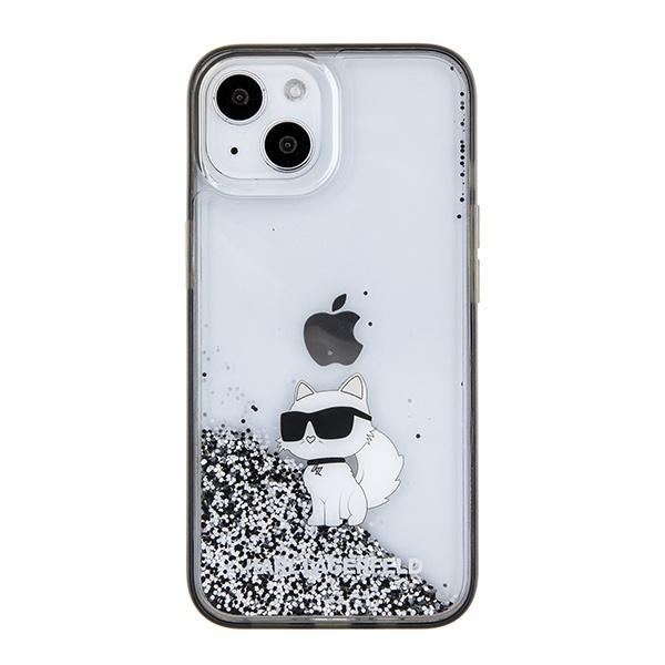 Karl Lagerfeld Klhcp15Slkcnsk Чехол для iPhone 15 / 14 / 13 6.1 Прозрачный Жесткий Чехол Жидкий Глиттер Choupette