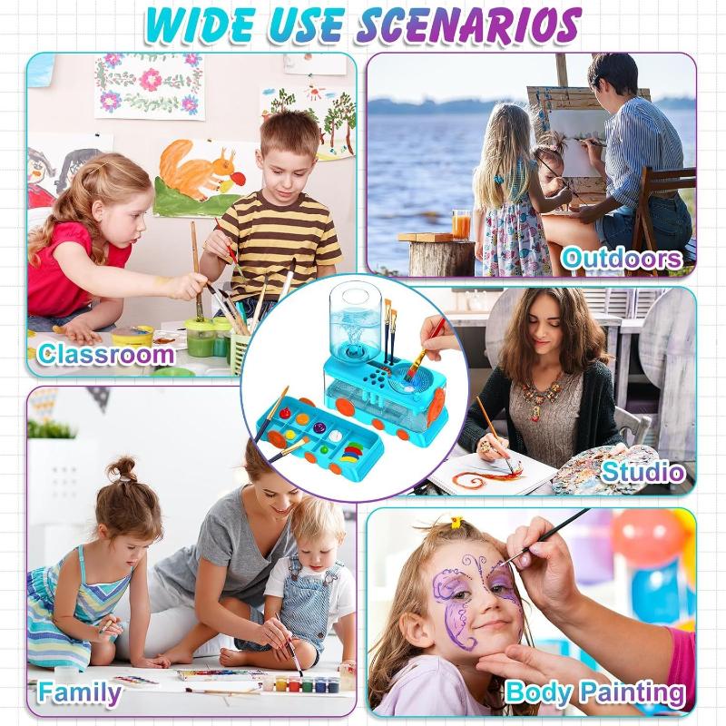 Cartoon-Style Paint Brush Rinse Holder Water-Circulating Hair Brush Cleaner for Art Watercolor Painting Supplies