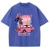 Casual Women Cotton Washed T-Shirt Summer Racing Car Challenge The Limit Print Tees Street Oversize Tops Clothes