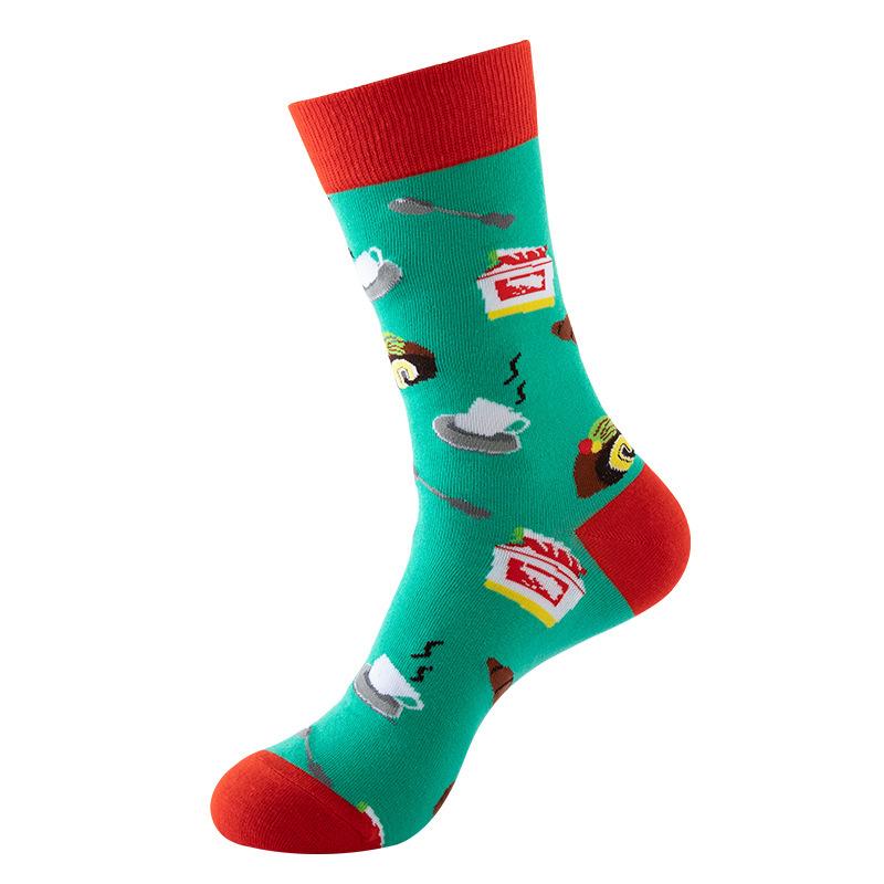 Носки серии Food Мужские уличные носки Летние мужские хлопковые трендовые носки Мужские средние носки-трубы Мужские