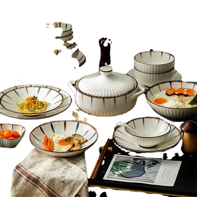 Kangmo Blue Lotus 30-Piece Ceramic Dinnerware Set