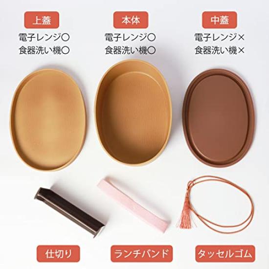 Miyoshi Lacquerware Honpo Бенто Одноярусный с резинкой Белый Сделано Подходит для микроволновой печи и посудомоечной машины для мужчин и женщин Коробка в стиле Магэваппа, Овальная, Ярусная,