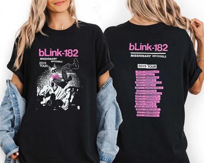 Blink 182 Missionary Impossible Тур 2025 Унисекс 2025 Двусторонняя Футболка.