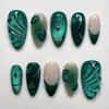 24pcs/set French Almond False Nail Pink Flower Fake Nail Tips New Press on Nails  Women
