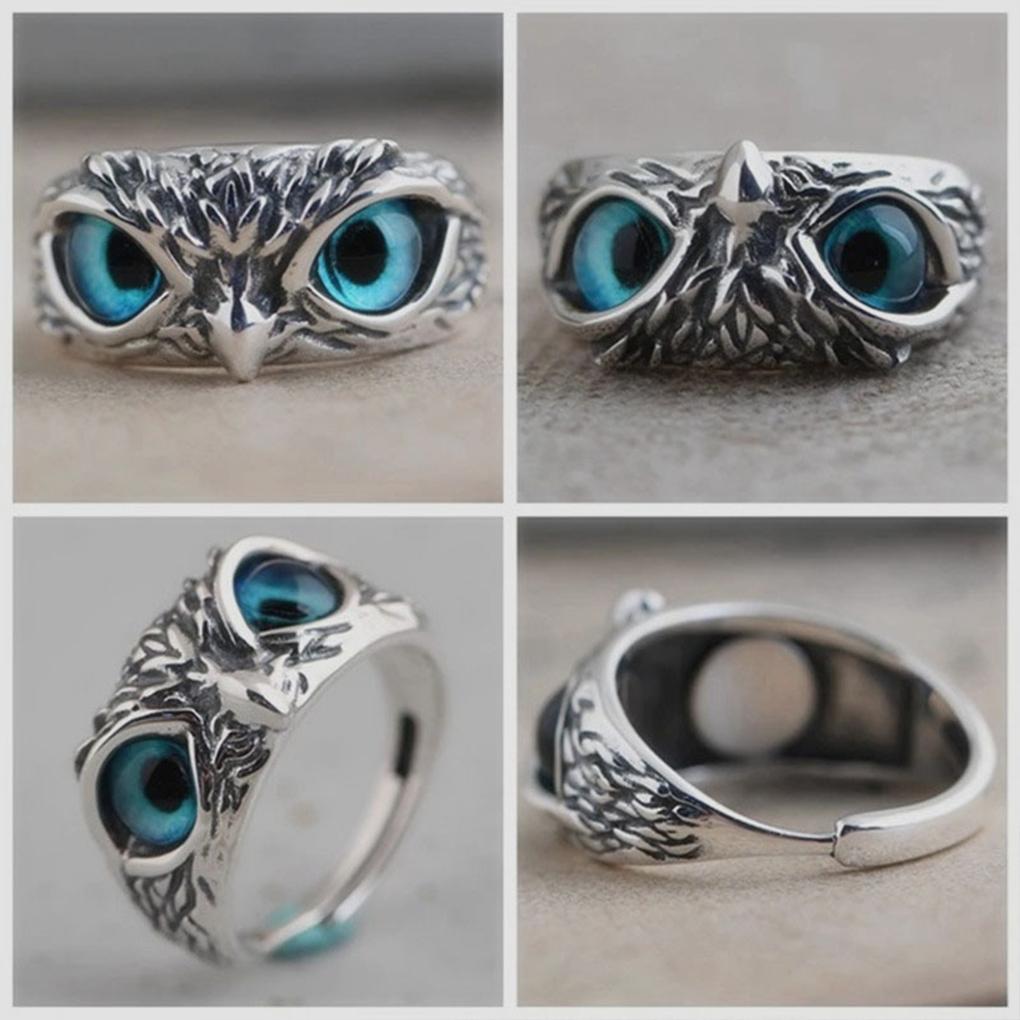 Кольцо Сова с глазом из нержавеющей стали, из сплава, регулируемого размера, кольцо с глазом, для вечеринки, повседневное, с металлическим блеском
