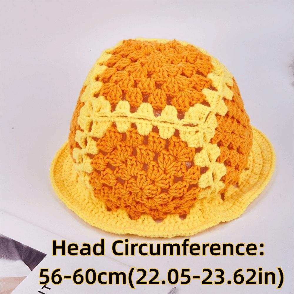 Sunflower Patterned Fisherman Hat Lotus Leaf Edge Handmade Knit Hat  Autumn Winter Outings