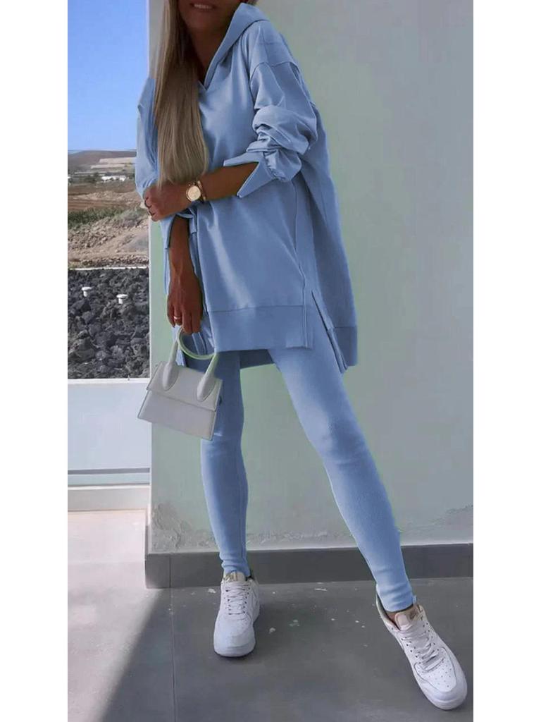 Женский повседневный спортивный костюм - Толстовка с капюшоном и облегающие брюки