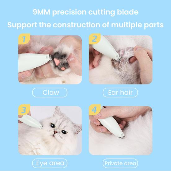 Dog Paw Trimmer with LED Light Low Noise Cat Paw Hair Trimmer Electric Pet Grooming Clippers for Dogs Cats Paw Hair Trimming Safety