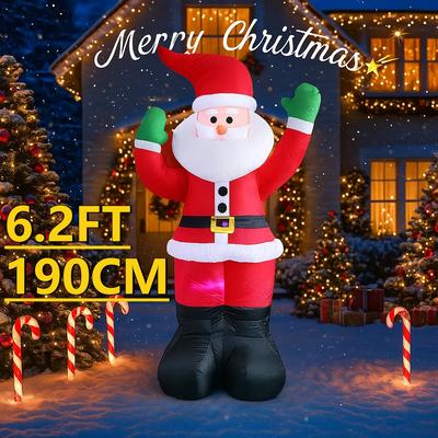 6.2 фута Рождественский Праздник Надувной Декор для Двора Светодиодная Игрушка Санта Клауса Рождественское Украшение для Дома Орнамент Праздничный Подарок Принадлежности Декор для Двора
