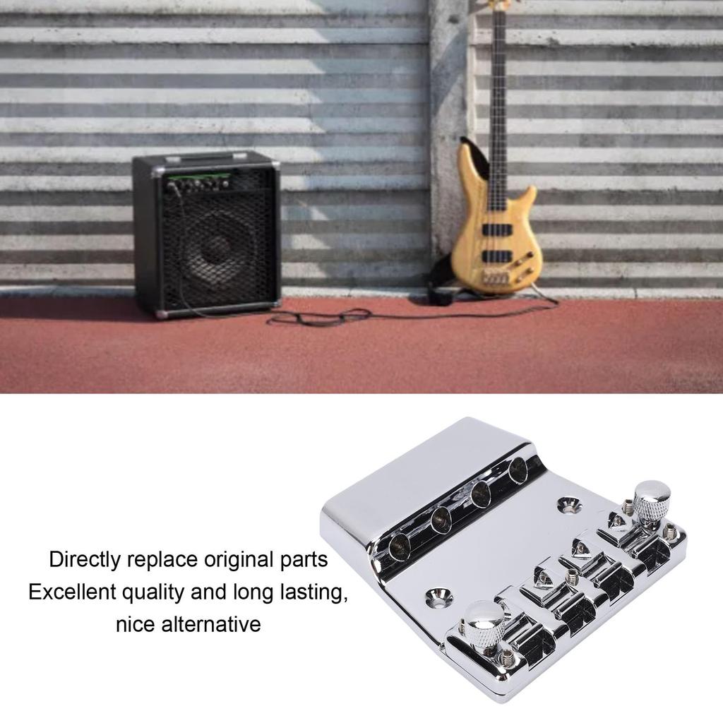 Басовый бридж Luocute для 18-мм сборки седел из цинкового сплава Rickenbacker, 4-струнный, регулируемый, хромированный