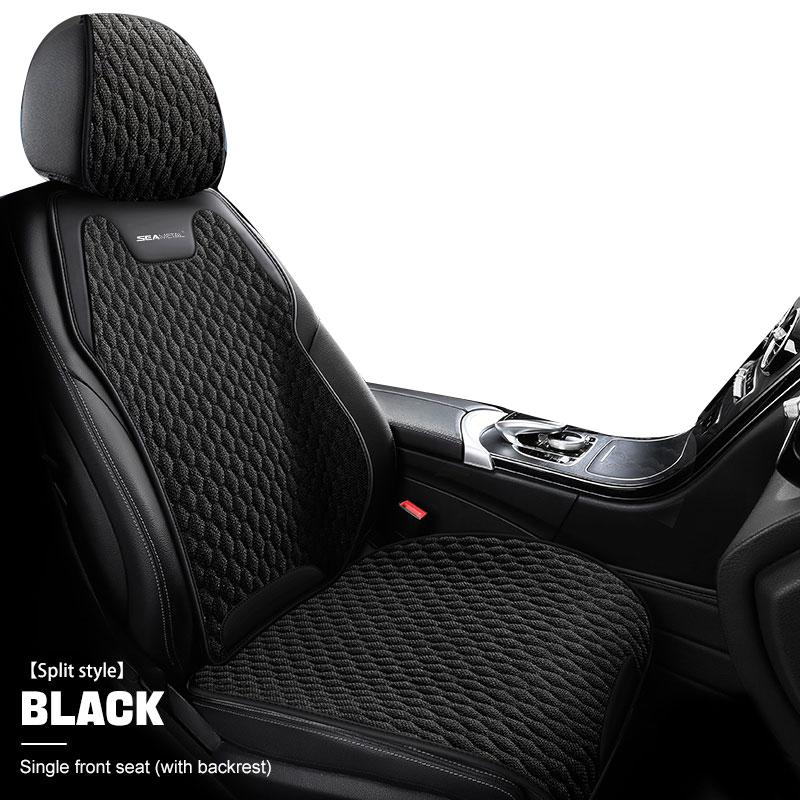 SEAMETAL Flax Car Seat Cover Front/ Rear Linen Fabric Cushion Breathable Protector Mat Pad Universal For Most Truck SUV Van