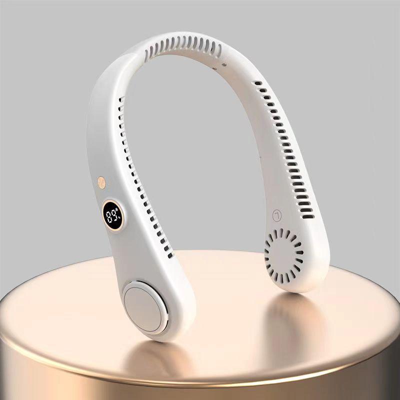 Бесшумный цифровой шейный вентилятор: Безлопастной, Перезаряжаемый через USB, Многоскоростной, Компактный дизайн для занятий спортом на открытом воздухе