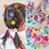 Colorful Pompon Hair Tie for Girls - Cute High Elasticity Hair Ring for Kindergarten