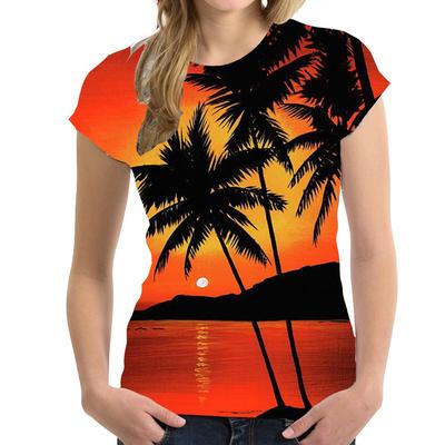 Летние футболки с принтом кокосовой пальмы 3D, женская уличная одежда, повседневная мода 2000 года, футболка с коротким рукавом, футболка с круглым вырезом для детей, топы, одежда