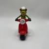 1pc Funny Motorcycle Frog Decor , Riding Red Scooter-like Motorcycle, with Helmet, Green Frog Decoration for Home, Office, Party