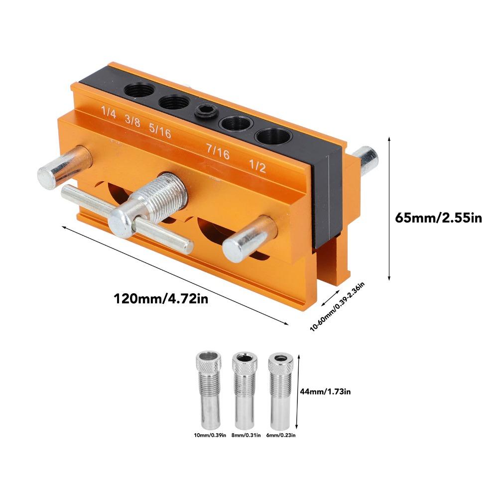 6 Bushings Woodworking Drilling Guide Adjustable Width Doweling Jig Furniture Making
