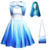 Girls Red Rock Style Cosplay Costume Set With Wig Kids Halloween Carnival Party Performance Dress‑up Outfit for Children