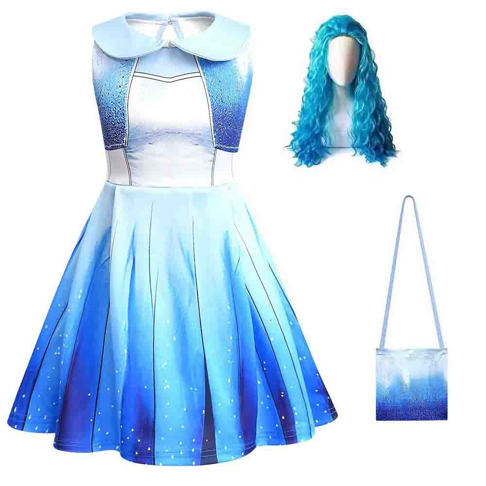 Girls Red Rock Style Cosplay Costume Set With Wig Kids Halloween Carnival Party Performance Dress‑up Outfit for Children