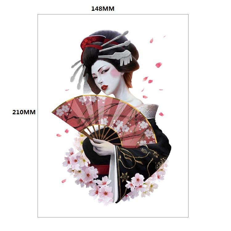 Традиционная красивая женщина персонаж слезы гейши цветная вода переводная цветочная рука анти-реальная татуировка наклейка татуировка