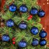 12 Vintage Mercury Large Christmas Ornaments Royal Blue Unique Glass Balls for Christmas Tree, Halloween, New Year, Valentine Day