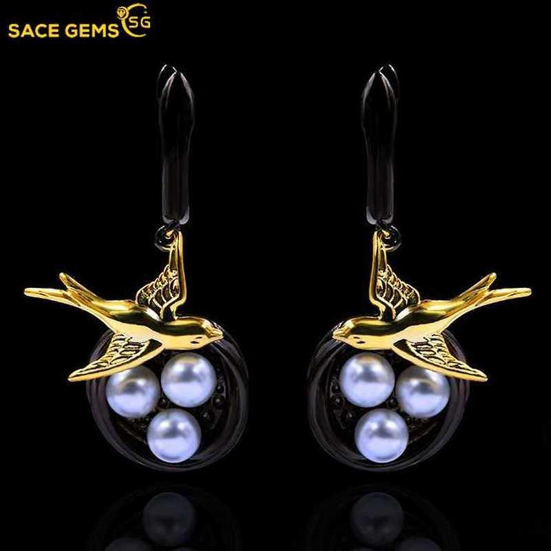 Sace Gems Креативные серьги-капли в форме ласточки, двухцветные висячие серьги, женские подарки на годовщину