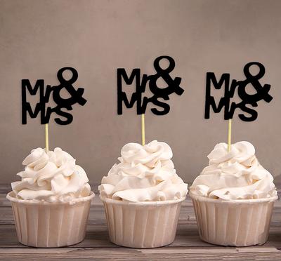 Darling Souvenir Wedding Cupcake Toppers Party Dessert Decorations - Pack Of