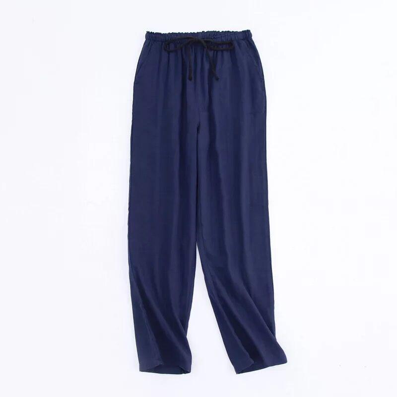 Sleep Couples Spring Cotton Gauze Pants Home Tie Pajama Pant Mens Bottom Pants Sleeping Pants Pajama Bottoms