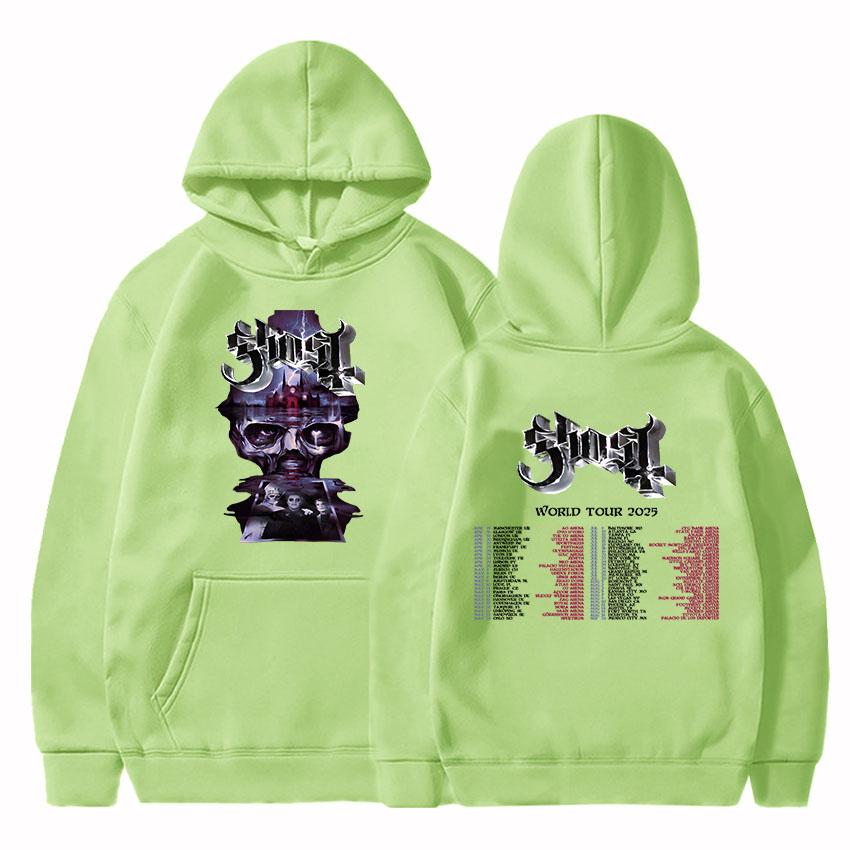 Толстовки Ghost World Tour 2025 Рок-группа Хип-хоп Унисекс Уличная одежда Sudaderas Hombre Зимние Повседневные Тяжелый Металл Толстовки Мужские