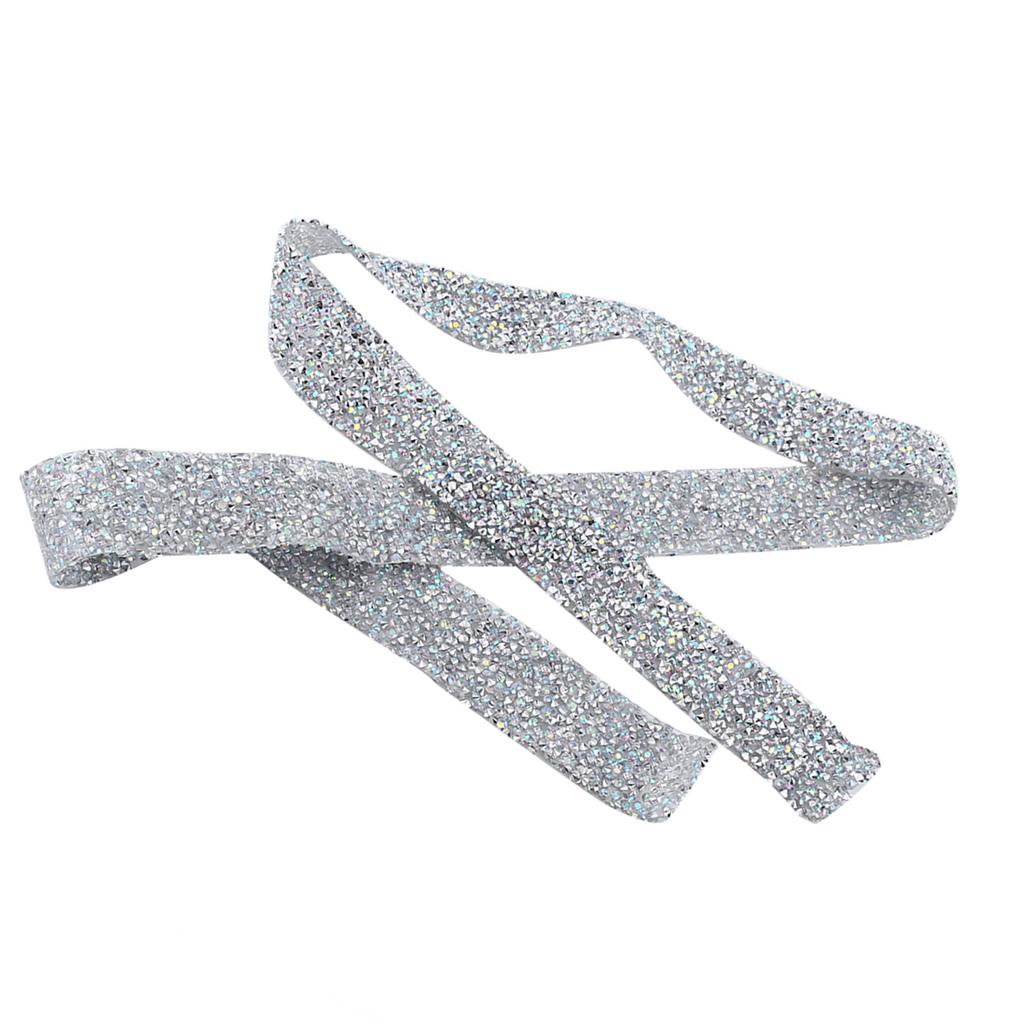 1 Yard 3cm Width Sparkling Back Glue Crystal Rhinestone Decorative Banding Belt AB Color