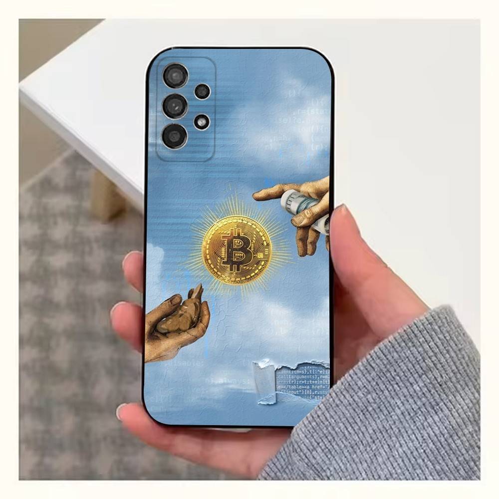 Bitcoin Digital Currency Phone Case For Samsung S22,S21,S20,S10,S9,S25,S24,S23,Ultra,FE,Plus,Lite,Soft Silicone Black