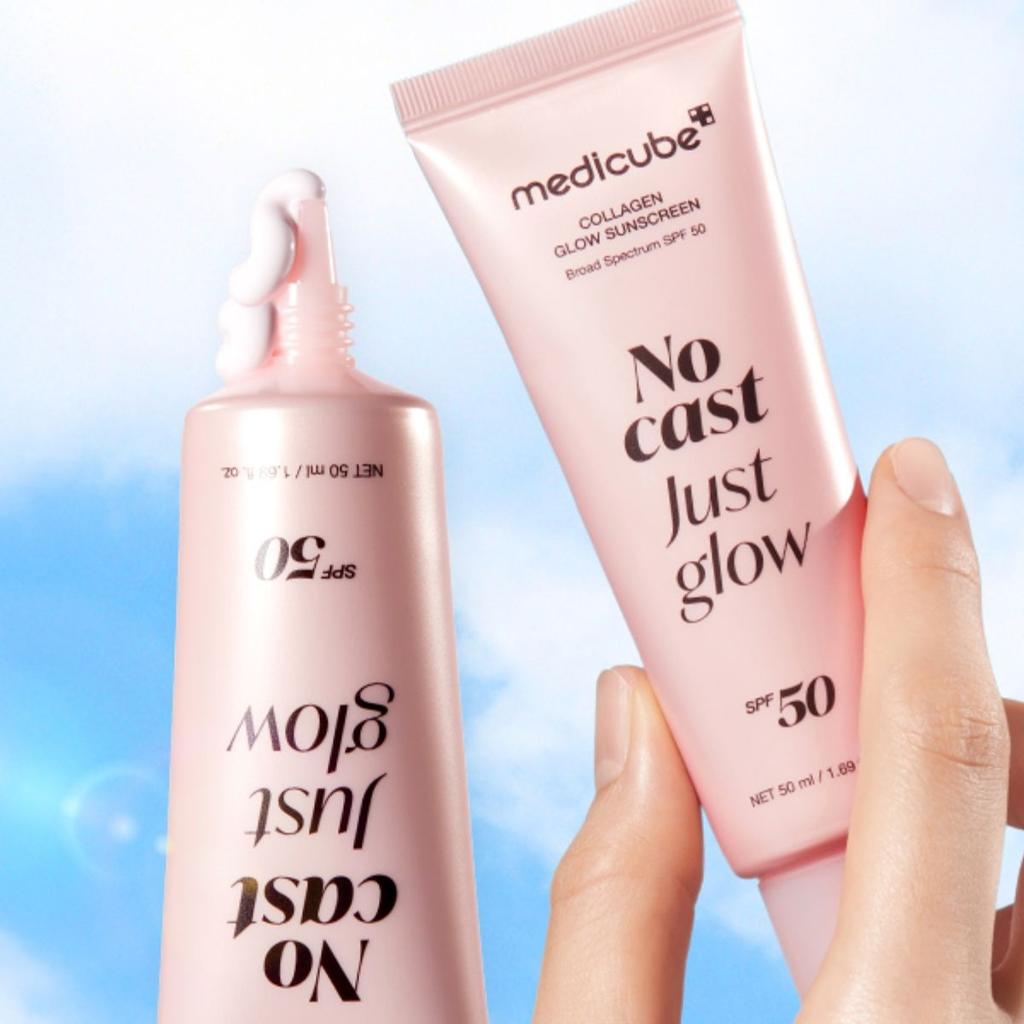 Medicube No Cast Just Glow Коллагеновый Glow Солнцезащитный Крем 50мл SPF 50 Широкий Спектр Солнцезащитное Средство для Лица