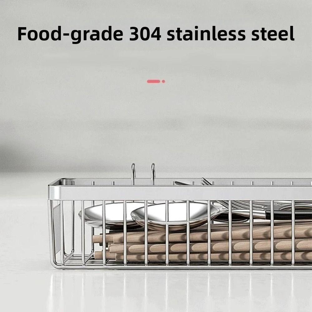 Rust Proof Hanging Cutlery Holder Stainless Steel Cutlery Drainer Rack Kitchen Use