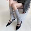 Women Leg Warmers Patchwork Silver Shiny Foot Cover Knee Socks Y2k Girls Leg Warmers Solid Color Black Gray Long Socks Stockings