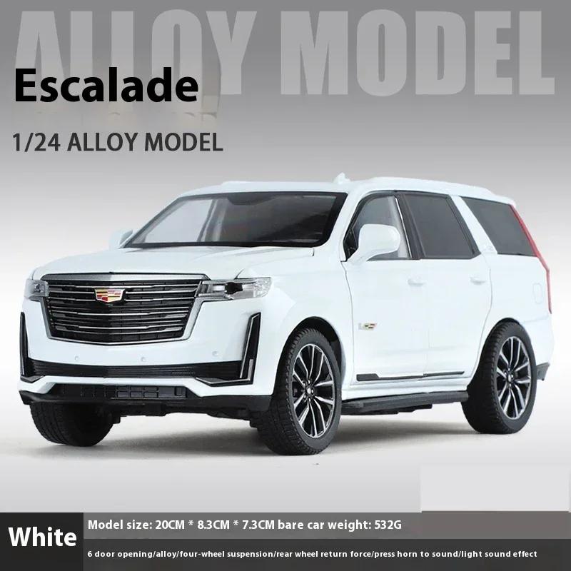 Simulation 1:24 Cadillac Escalade SUV Alloy Car Diecast Metal Model Sound & Light Toy Computer Desktop Ornaments Children Gift
