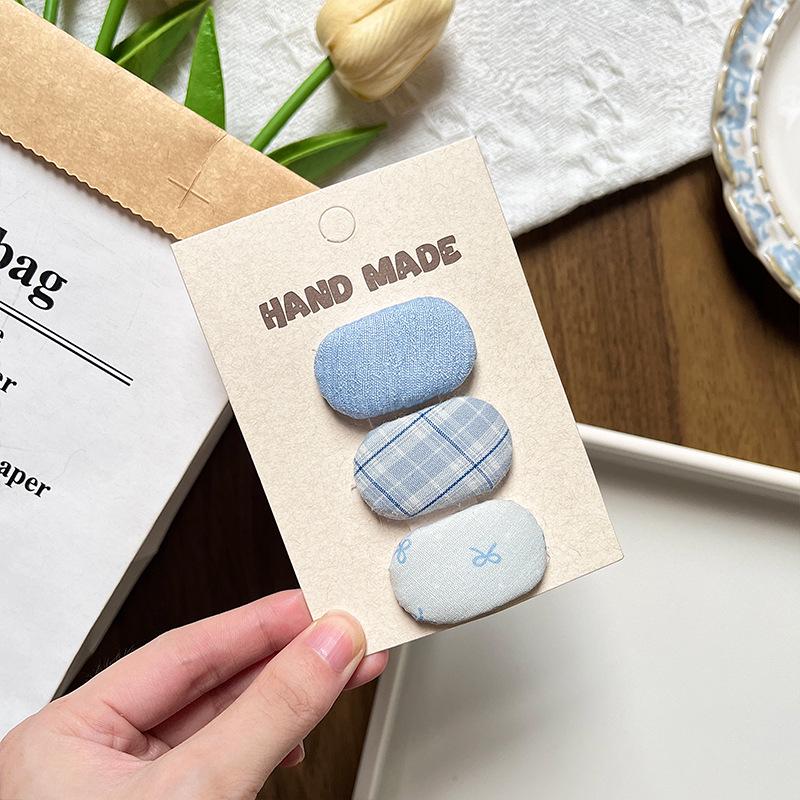 Children's Floral Gingham Hair Clip - Cute Oval BB Hairpin for Little Girls