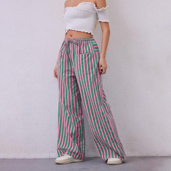 Женские длинные брюки с низкой посадкой, эластичной талией, регулируемые повседневные брюки с карманами, свободные