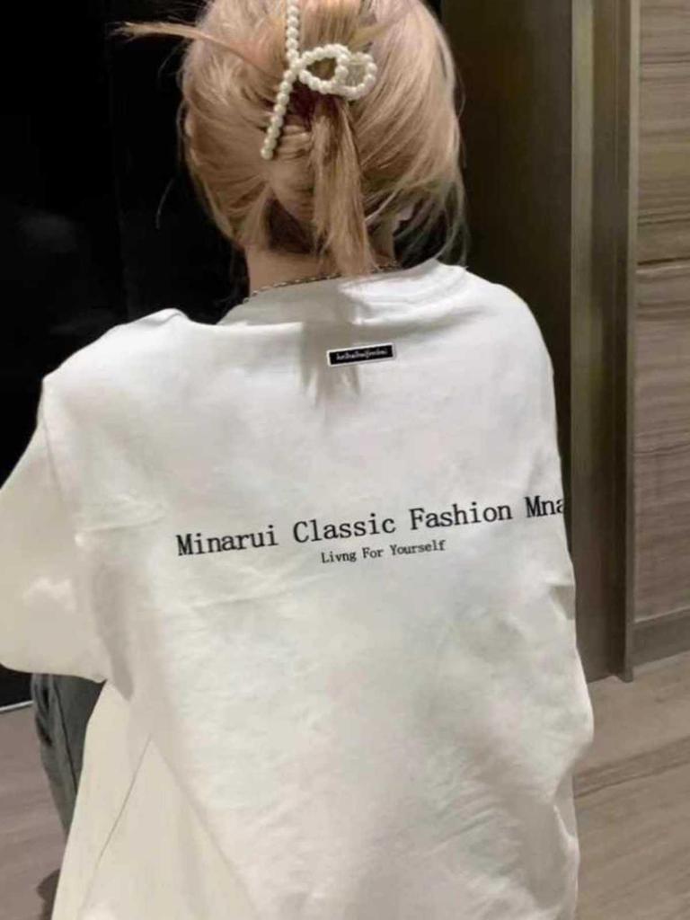 Женская футболка большого размера из хлопка с коротким рукавом, белая, свободного кроя - летний топ в американском стиле