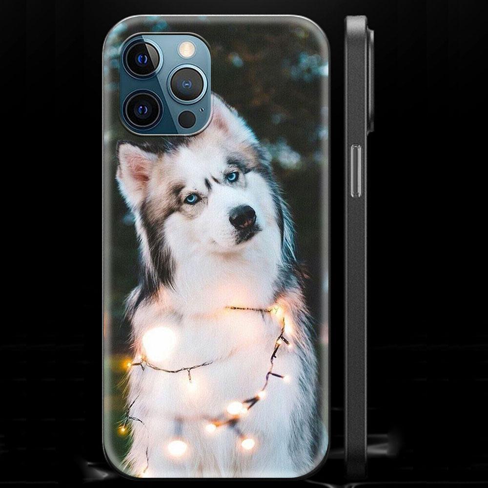 Роскошный чехол для телефона с милым щенком Аляскинского хаски для iPhone 13 15 14 12 11 Pro MAX XR X SE XS 7 8 Plus, черный матовый силиконовый чехол