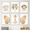 Elephant Giraffe Lion Butterfly Custom Baby Name Nursery Wall Art Canvas Painting Posters & Prints Pictures Kids Room Home Decor