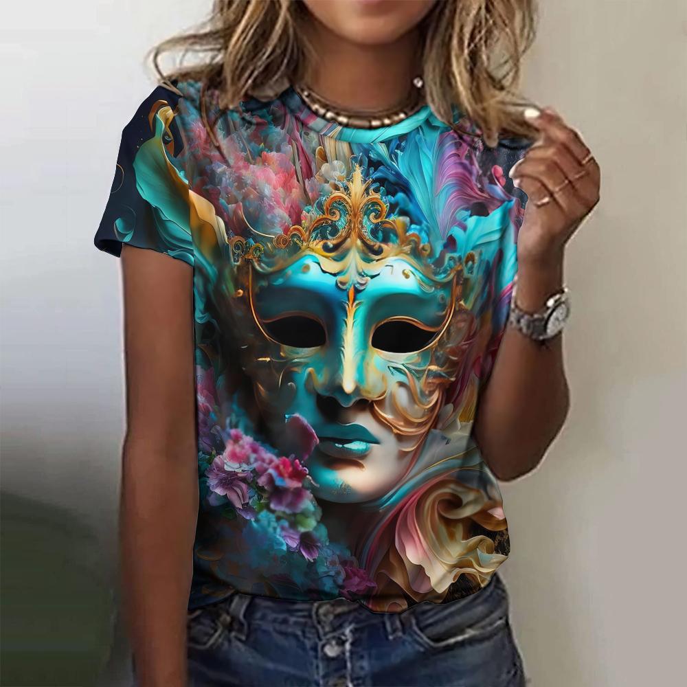 Women Party 3d Carnival Printed Top For Woman Gothic Graphic Clothes Winter Holiday Summer Casual