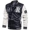 New Leather Jacket Men's Casual Jacket PU Jacket Baseball Velvet Stand-up Collar Men's Leather Jacket