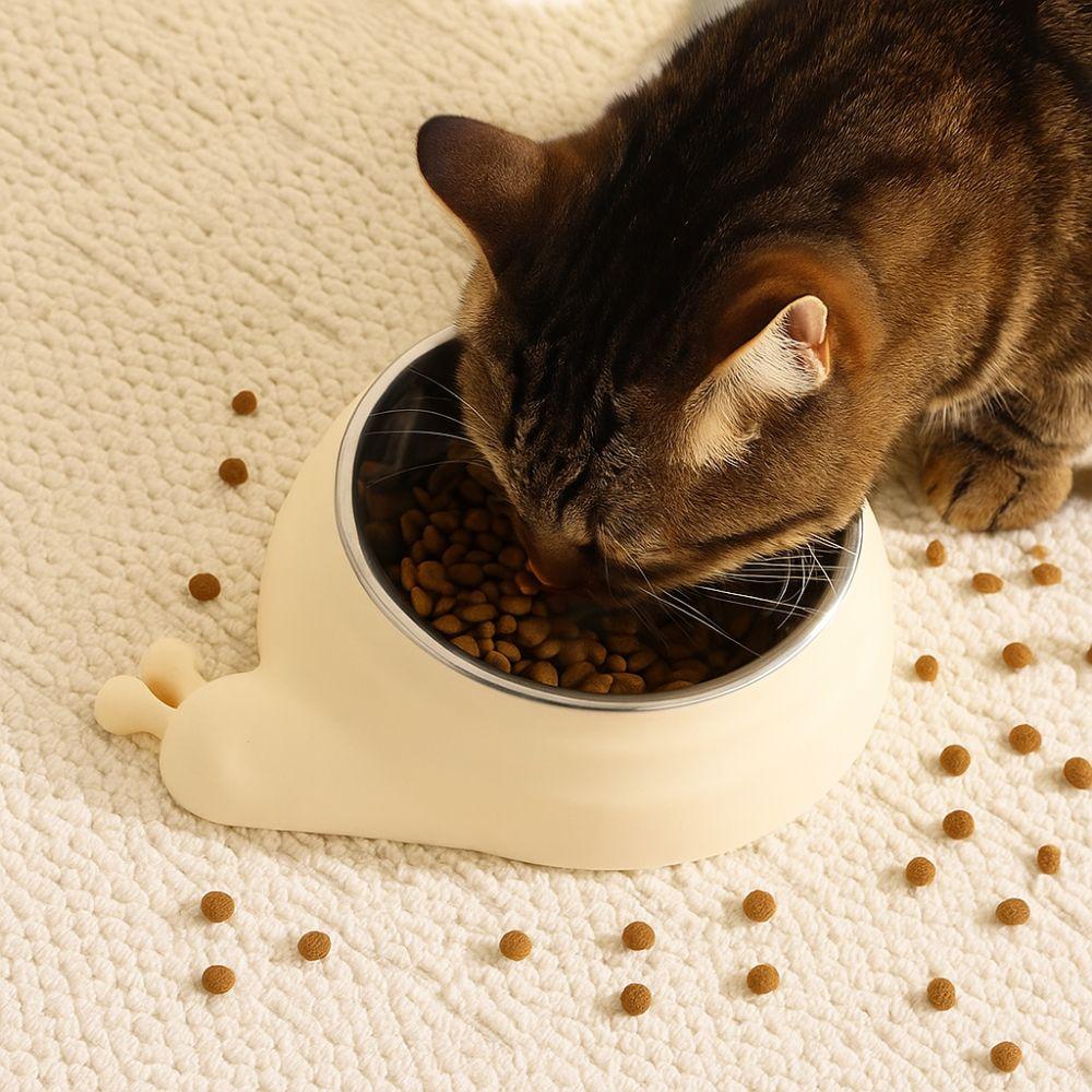 Stainless Steel Pet Cat Feeder Bowl Snail Shap Anti-leakage Cat Water Feeder Anti-spill Non-slip Food Water Bowls For Dogs Cats