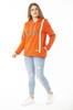 Женская стильная толстовка большого размера, большая оранжевая ребристая двухниточная толстовка с капюшоном