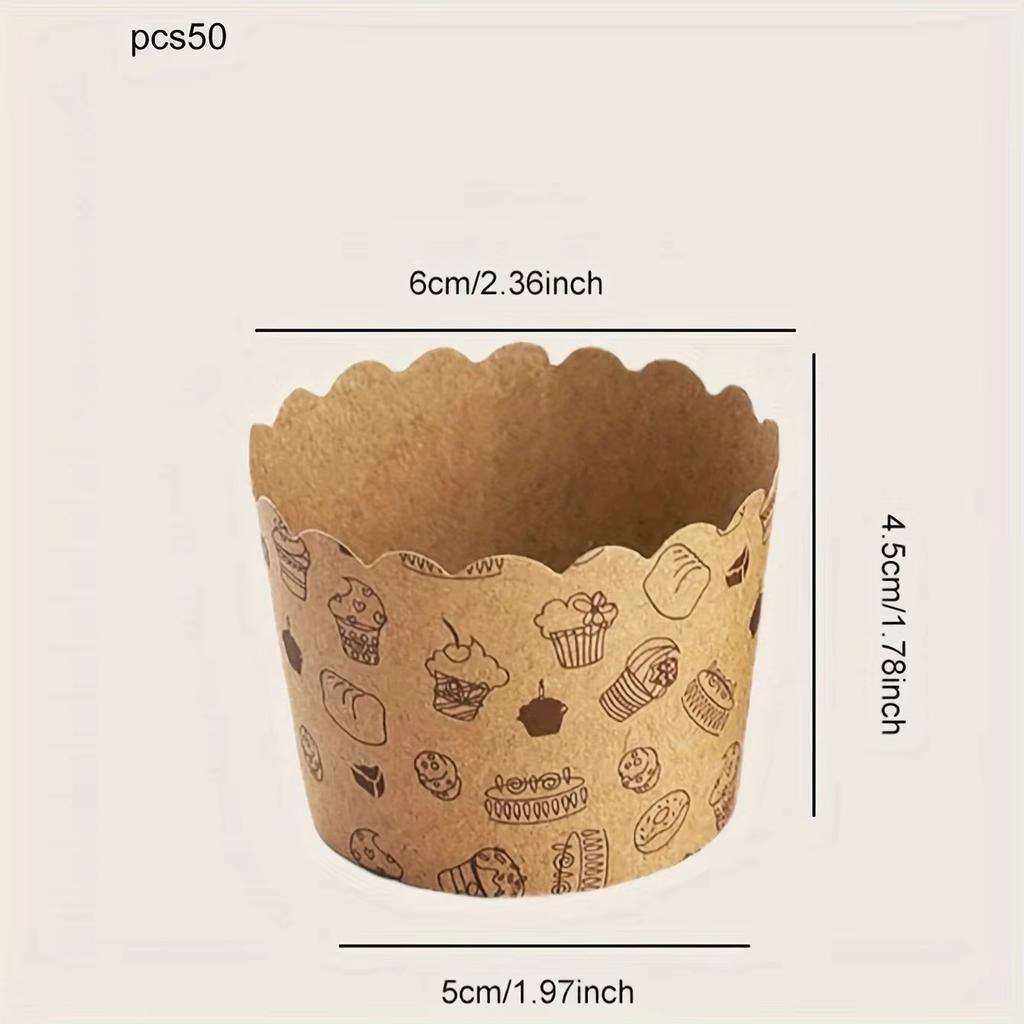 50/100pcsHeat-Resistant Kraft Paper Muffin Cups for Baking and Serving - Small Kitchen Accessories for Cakes, Pastries, and More