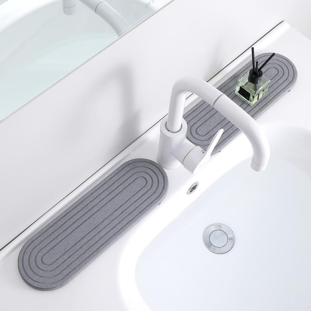 Набор из 2 предметов: поднос для раковины из диатомовой земли, эффективная влагопоглощающая и быстросохнущая подставка для кухни и ванной