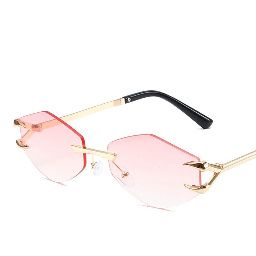 Солнцезащитные очки без оправы в стиле ретро с градиентом UV400, популярные металлические очки без оправы, квадратные солнцезащитные очки для мужчин и женщин