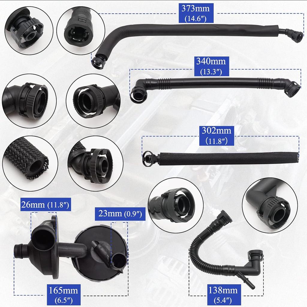 Комплект клапана вентиляции картера и шланга PCV 5 шт. для BMW E46 E39 E60 320i 323i 325 325i 325ci 328i 330i 330ci 330xi 525i 528i 11617501566