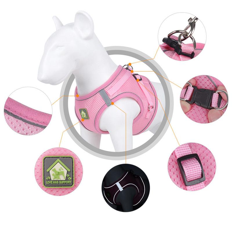 Reflective Lightweight Breathable Dog Harness with Leash - Soft Comfort Pet Vest for Dogs Cat (6 Colors)